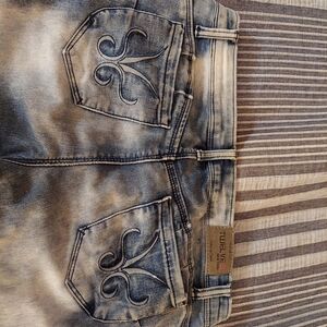 Twelve K Women's Straight Leg Jeans - Distressed Blue Size 9